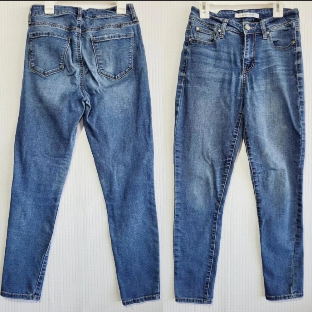 Celebrity Pink Jeans 3/26 High Waist Junior's Blue Distressed The Spice Skinny